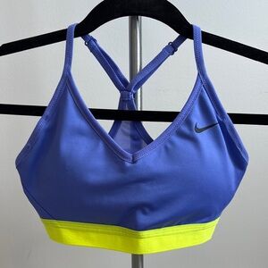 Nike Women's Vibrant Blue and Neon Yellow Sports Bra
